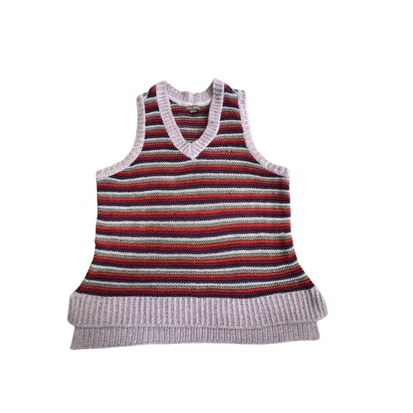 FALLS CREEK Women's L Lavender Striped Multicolor High-Low Knitted Sweater Vest - Picture 1 of 3